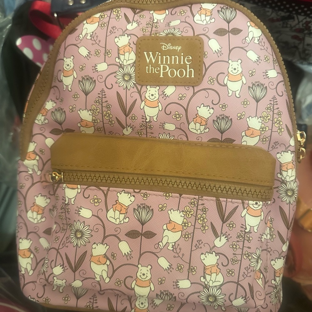 Disney Winnie the Pooh Floral All Over Print Faux Leather Mini Backpack: BNWT